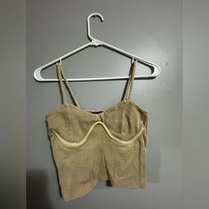 Forever 21 Ribbed Tan Underwire Cropped Tank